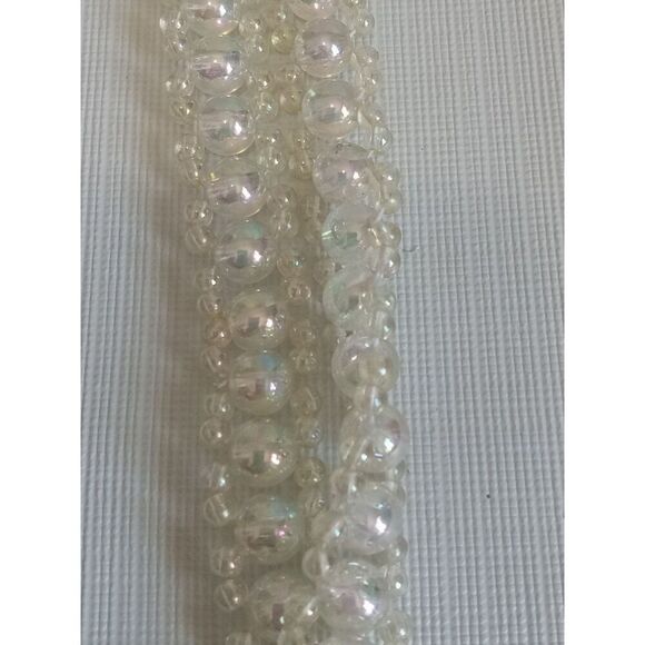 Iridescent Clear Acrylic Beaded Lightweight Tassel Pendant Statement Necklace - Picture 6 of 9